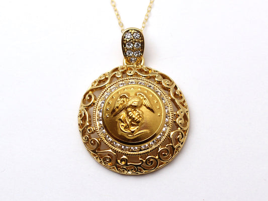 Legacy Collection | Button Necklace - Large Gold Rhinestone Pendant