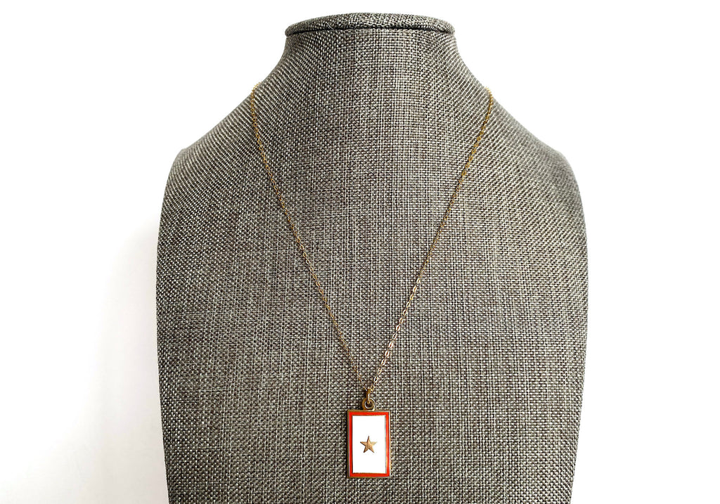 Gold Star Banner Charm Necklace