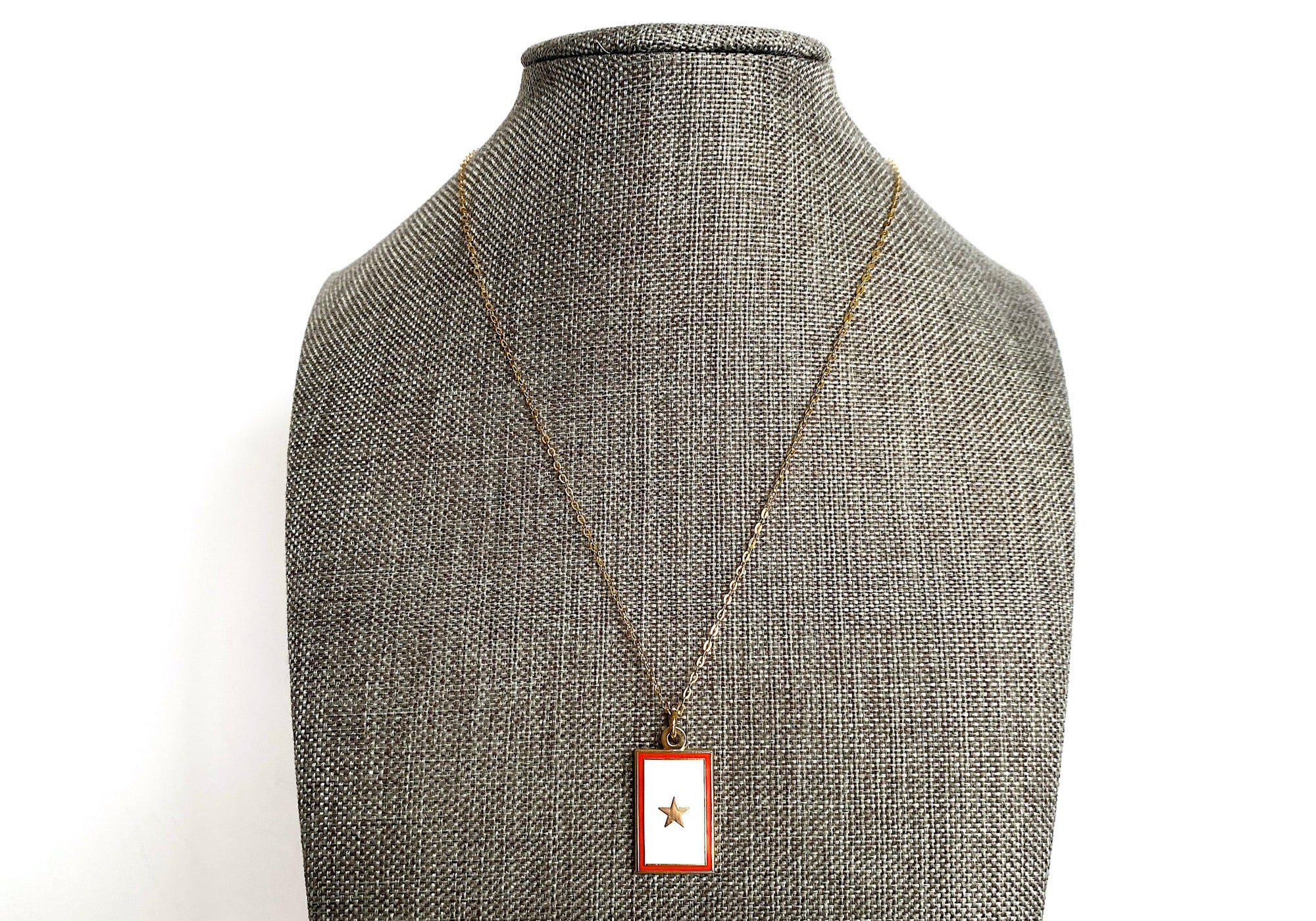 Gold Star Banner Charm Necklace