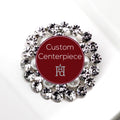 Decorative round custom centerpiece with crystals on a white background