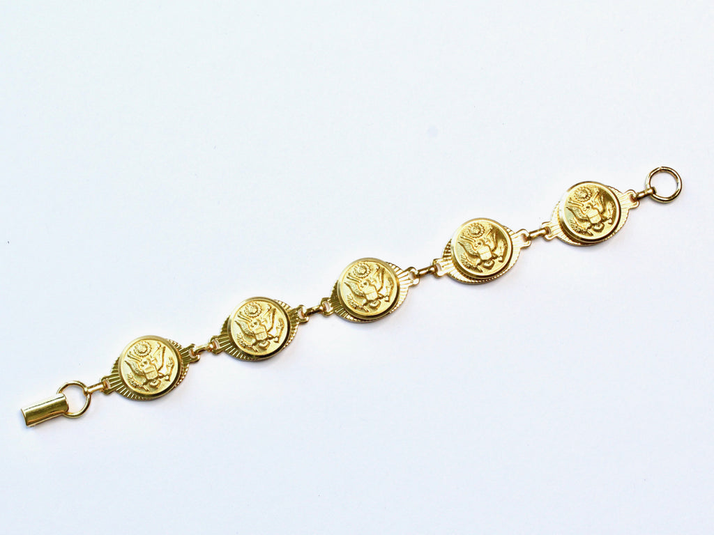 Military Button Small Linked Bracelet in Gold