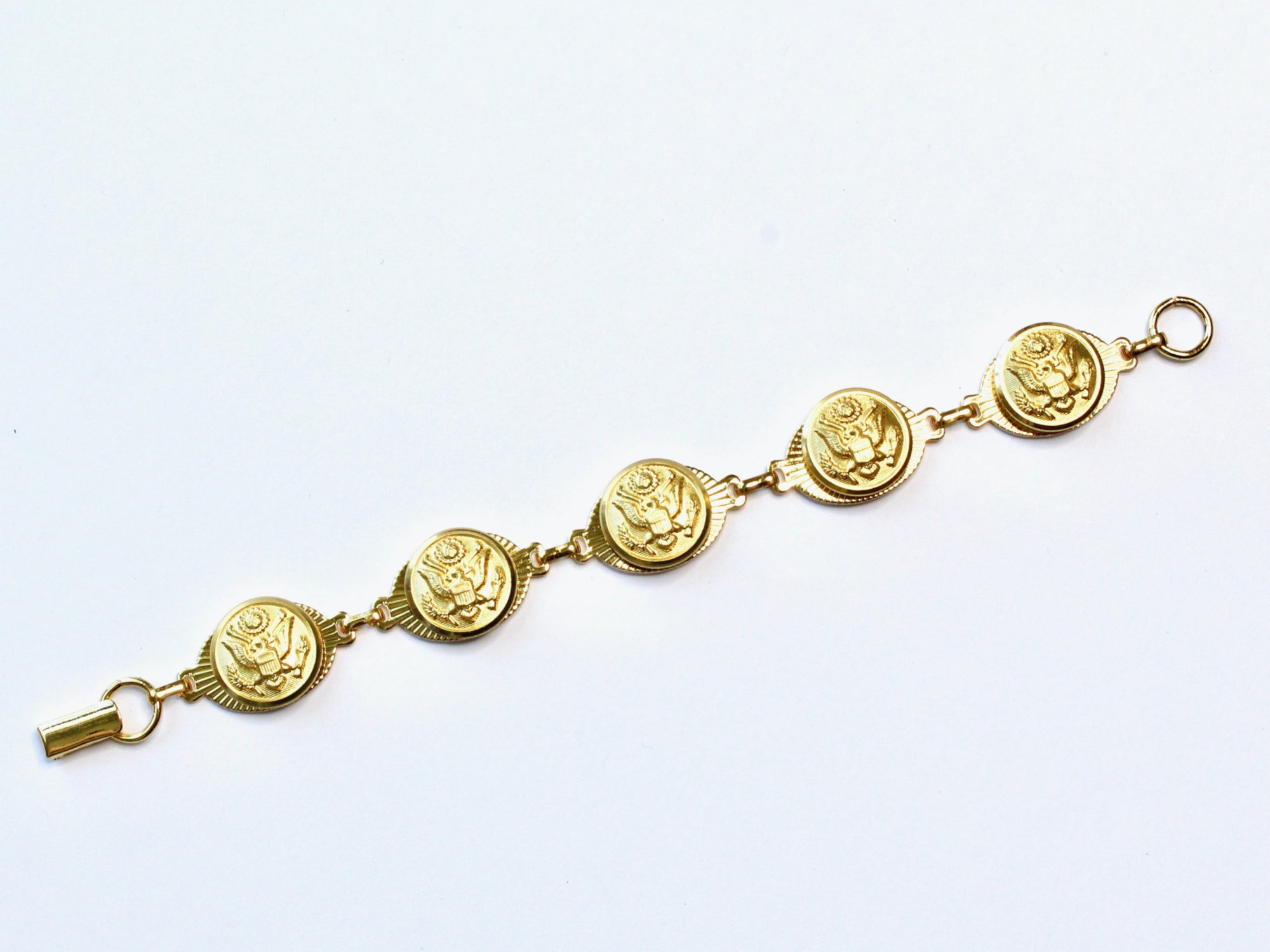 Military Button Small Linked Bracelet in Gold
