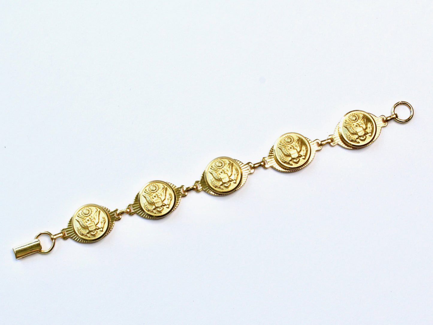 Military Button Small Linked Bracelet in Gold