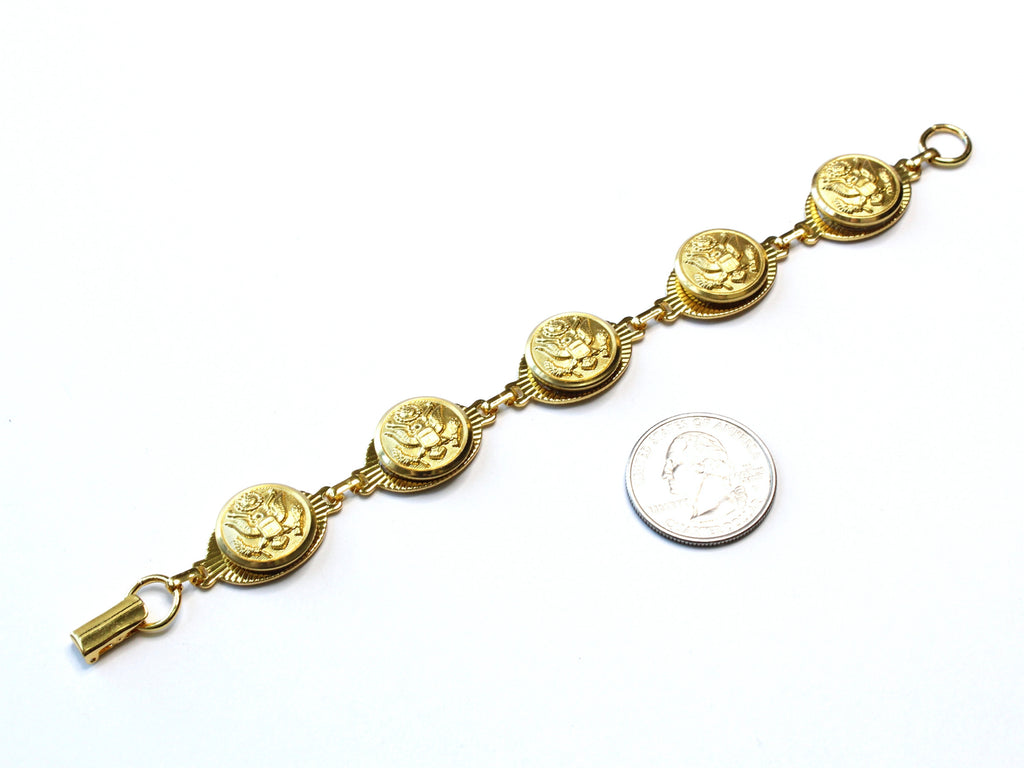 Military Button Small Linked Bracelet in Gold