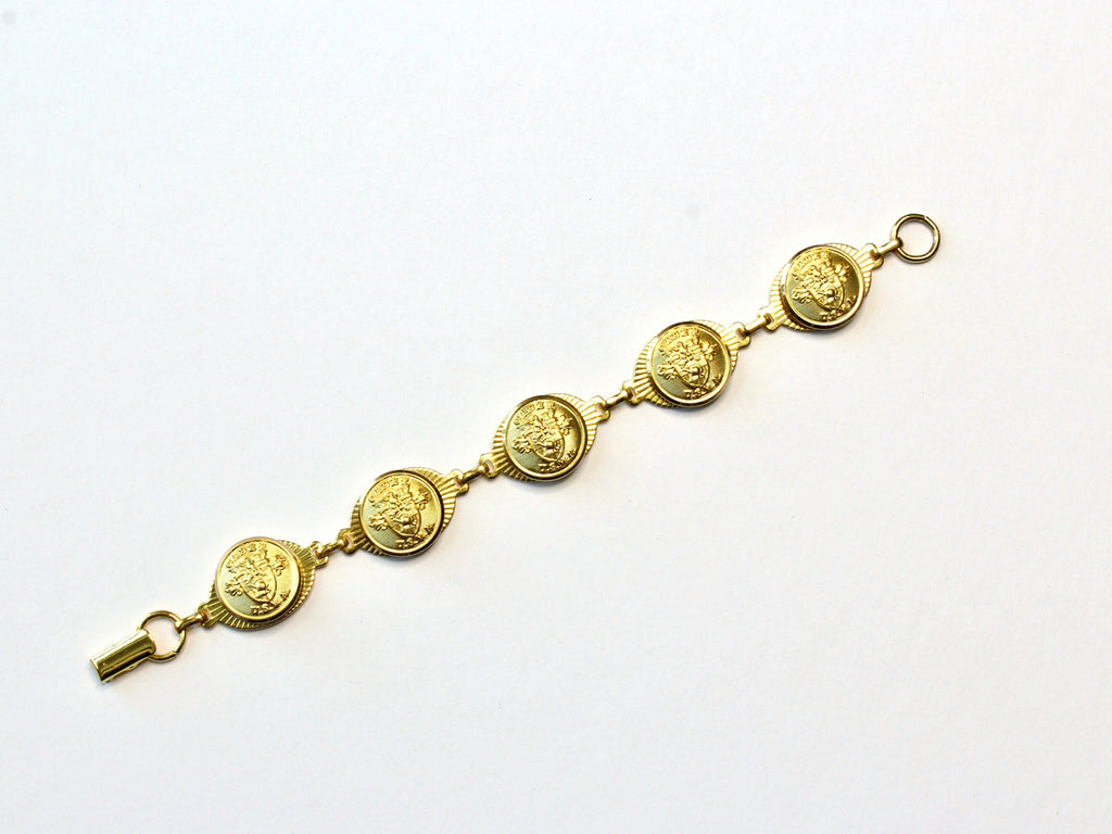 Military Button Small Linked Bracelet in Gold