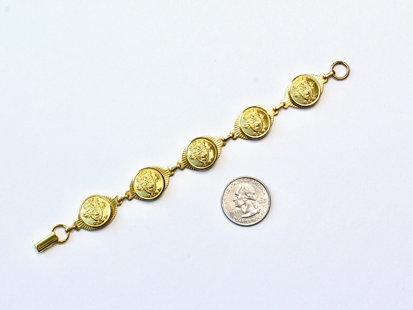 Military Button Small Linked Bracelet in Gold