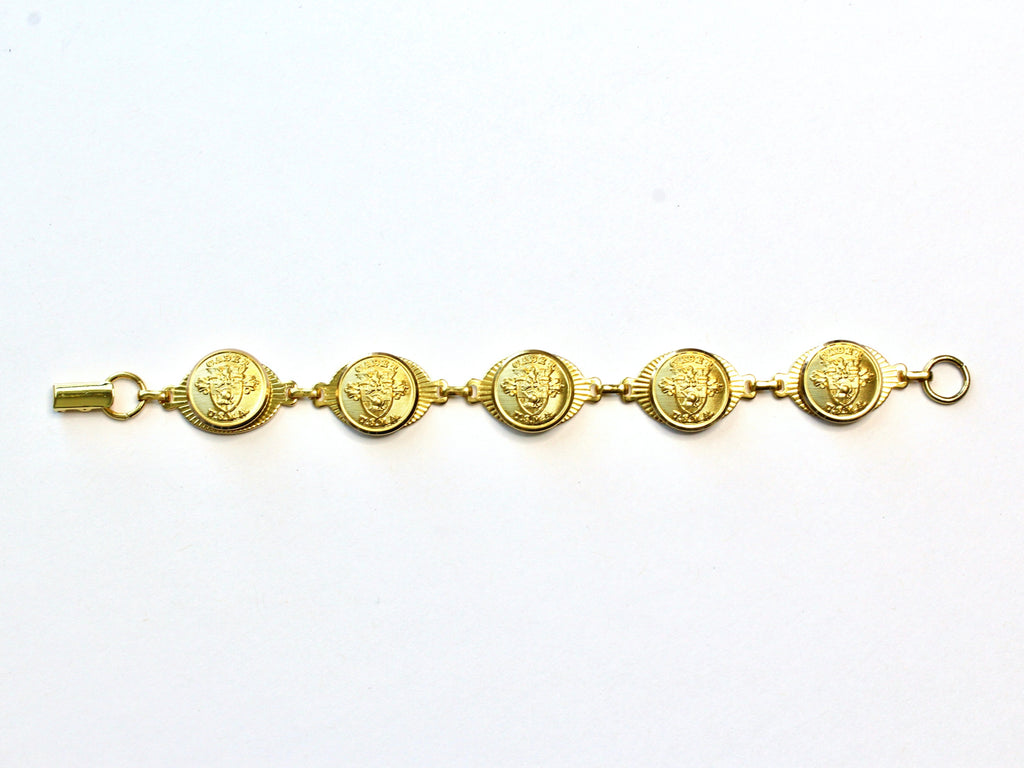 Military Button Small Linked Bracelet in Gold