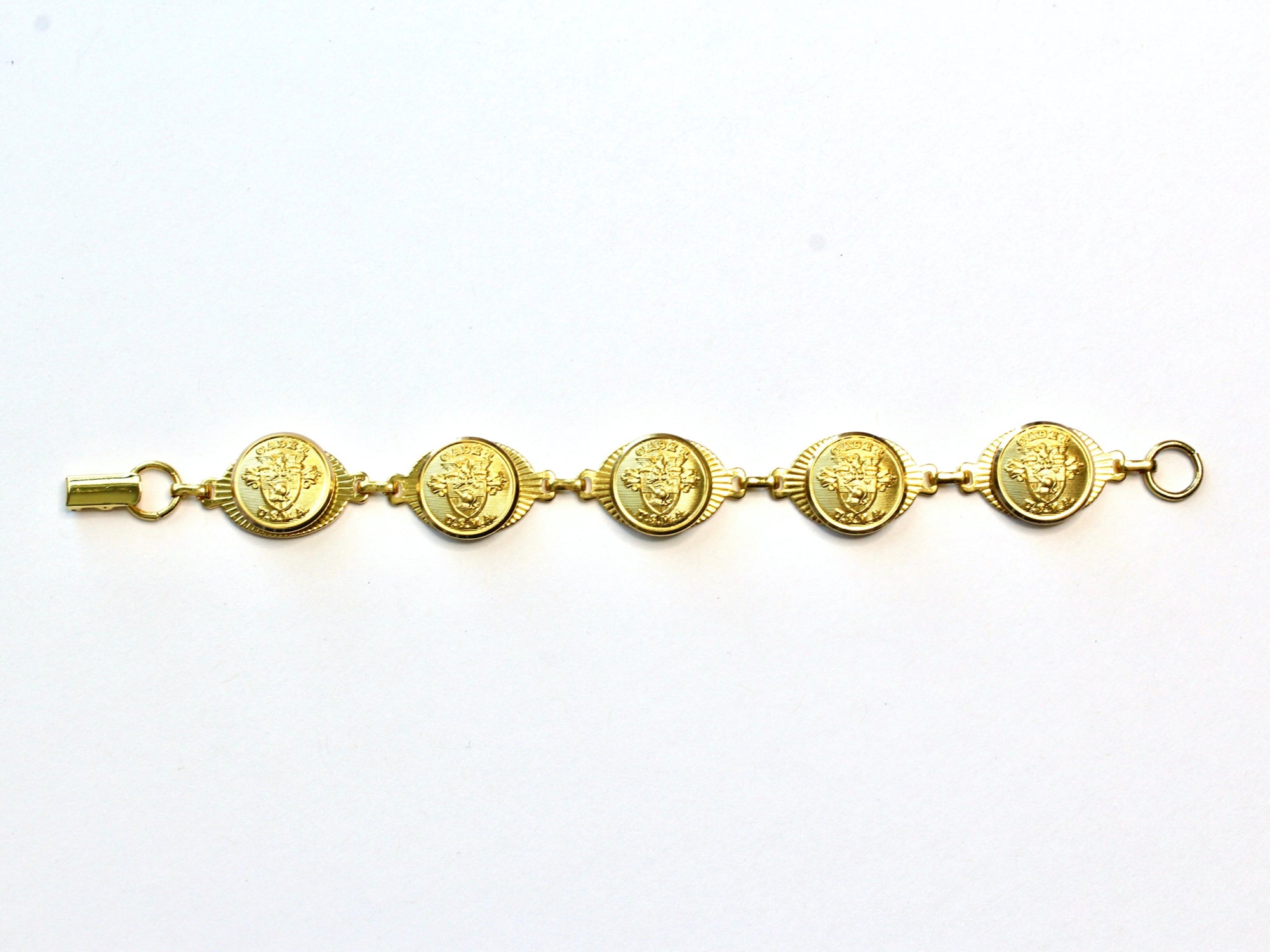 Military Button Small Linked Bracelet in Gold