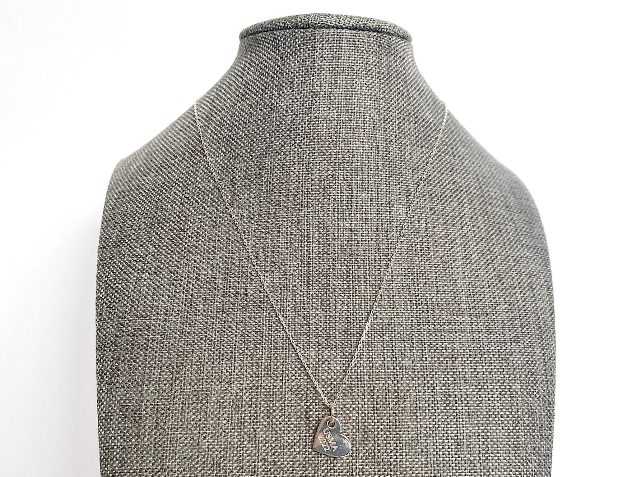 USMA Class of 2022 Silver Heart Charm Necklace BR525