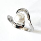 Swirl Sterling Silver Pearl Ring