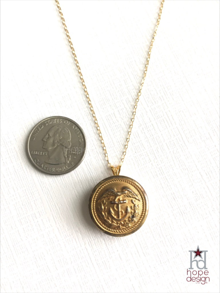 Vintage Coast Guard Button on Gold Necklace CGG25