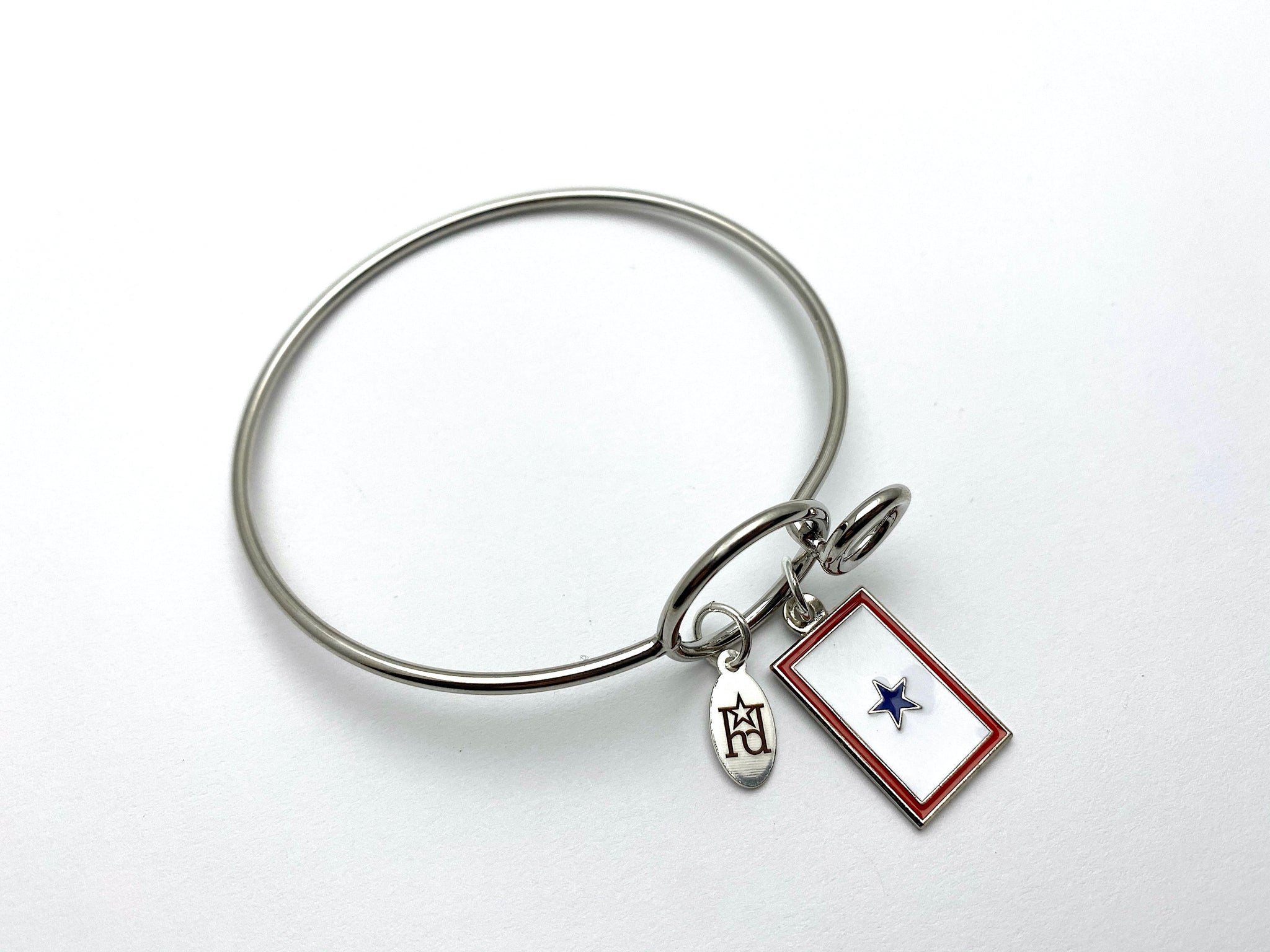 Blue Star Banner Memory Wire Bracelet