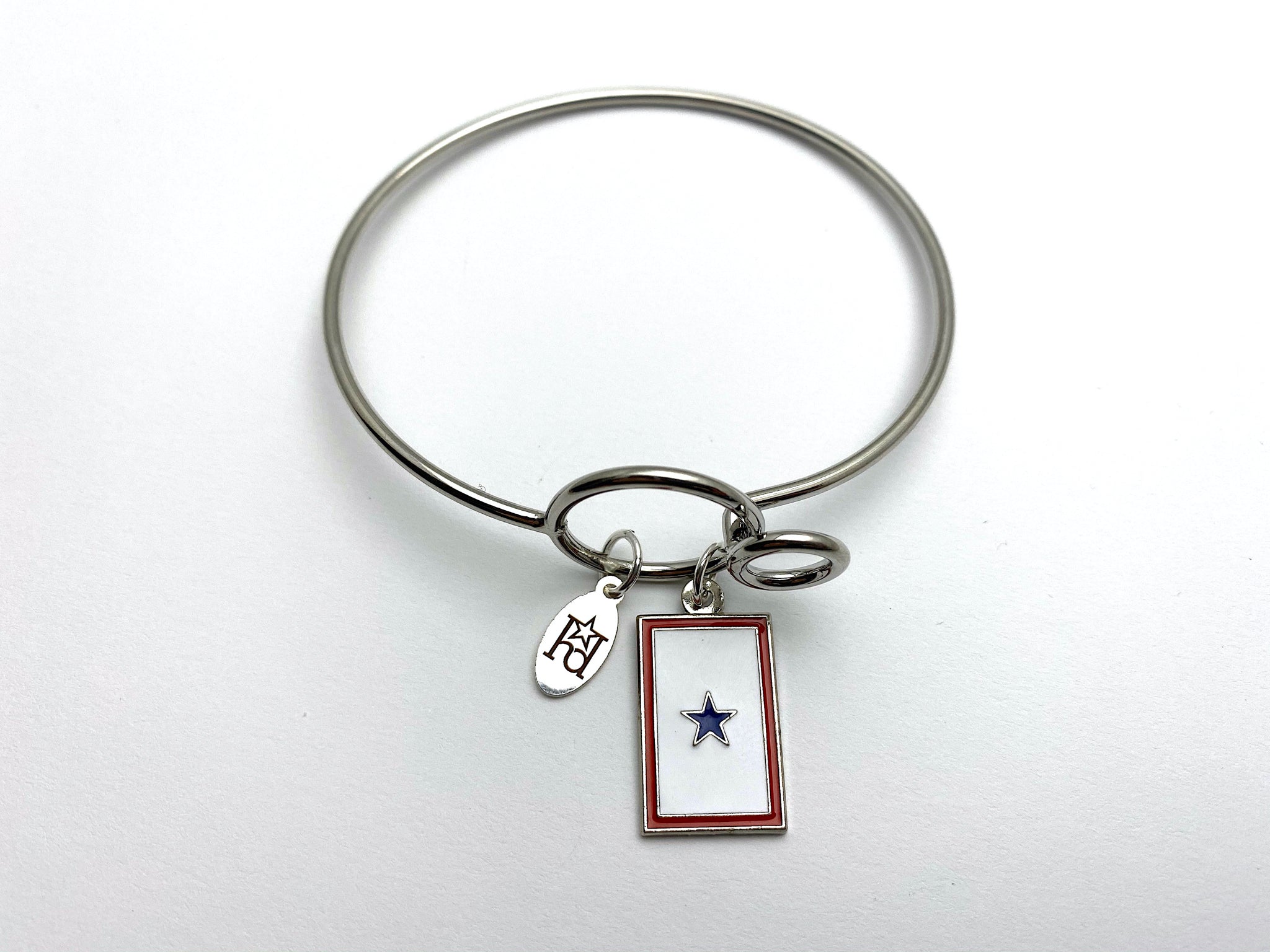 Blue Star Banner Memory Wire Bracelet