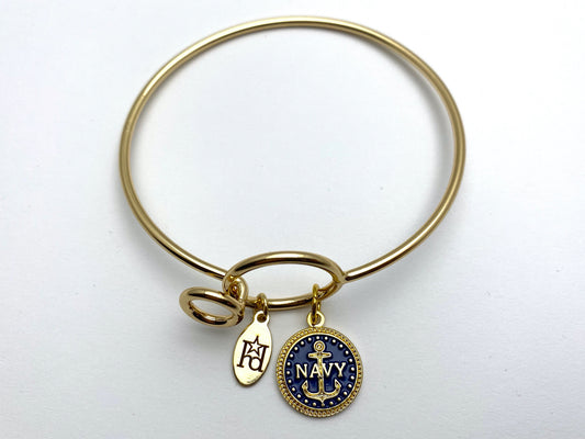 Navy Memory Wire Bracelet | Anchor