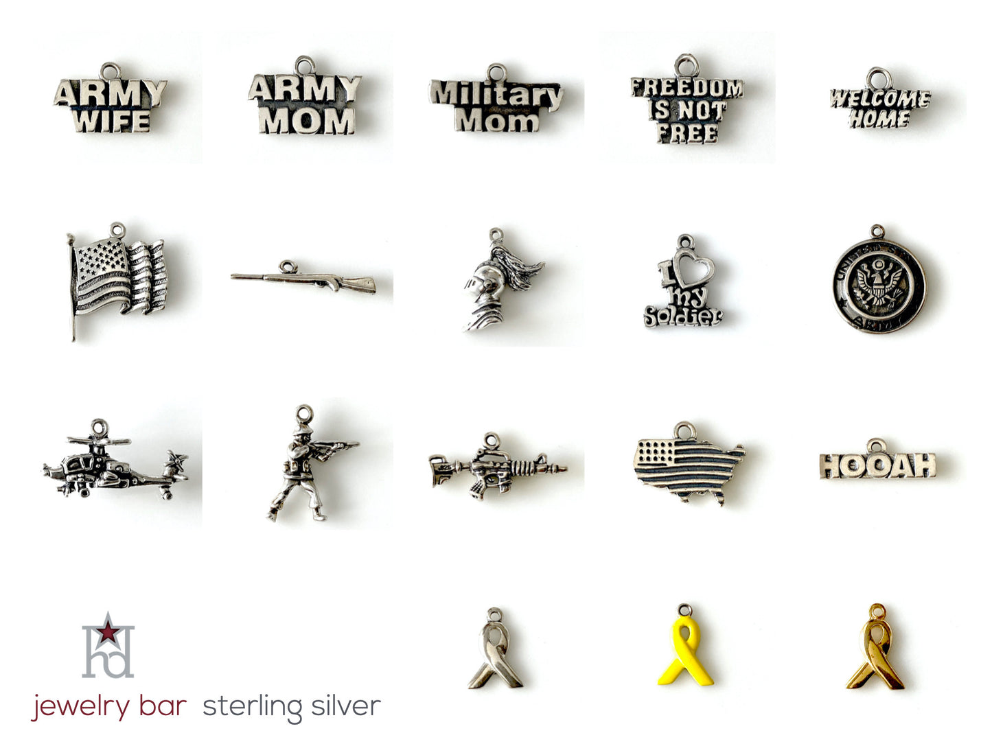 Jewelry Bar | American Flag U.S. Map Sterling Silver Charm