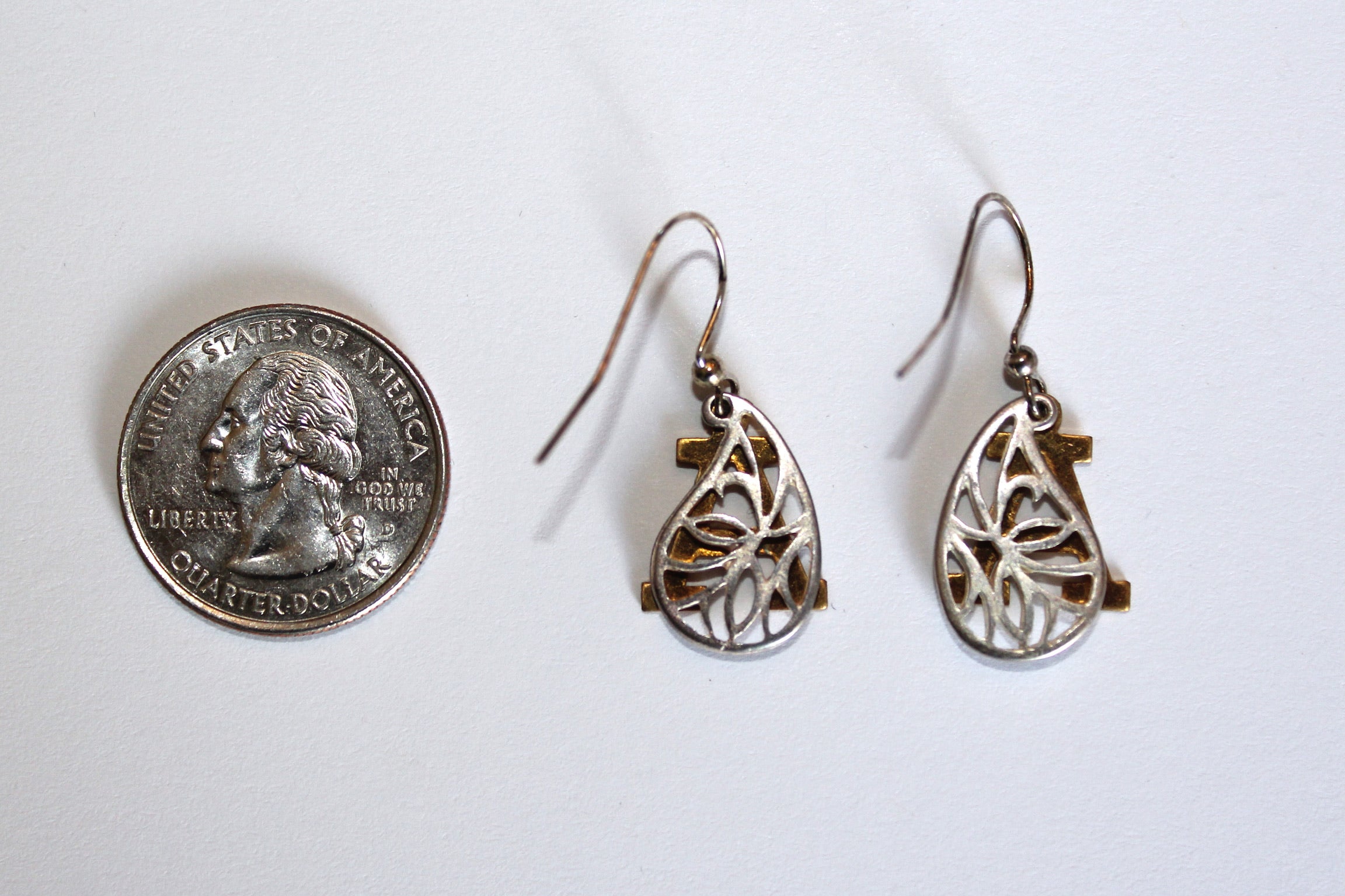 Large Army "A" with Leaf French Wire Earrings