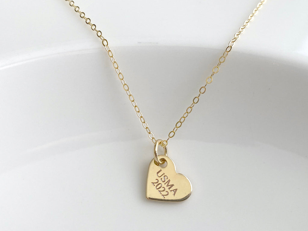 USMA Class of 2022 Gold Heart Charm Necklace BR526