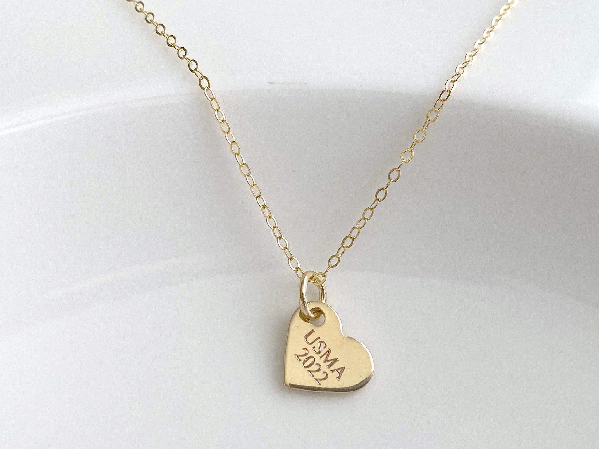 USMA Class of 2022 Gold Heart Charm Necklace BR526