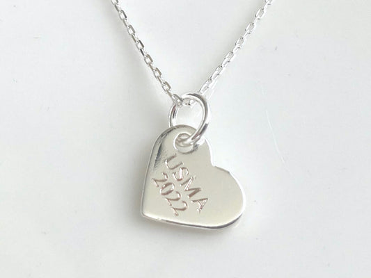 USMA Class of 2022 Silver Heart Charm Necklace BR525