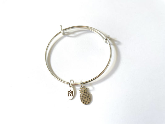 Pineapple Silver Bangle Bracelet