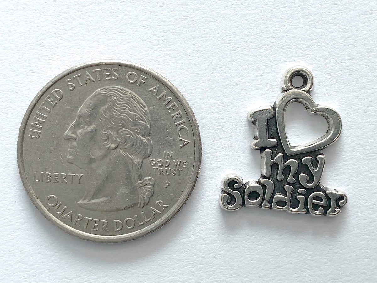 "I Love My Soldier" Sterling Silver Charm