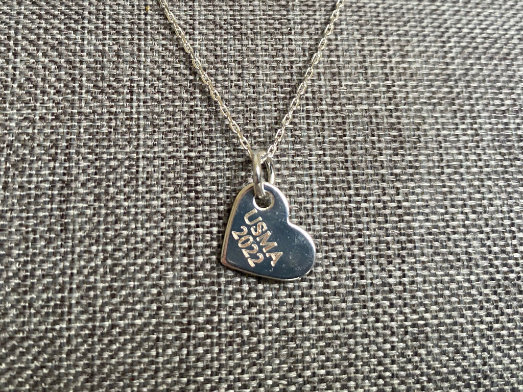 USMA Class of 2022 Silver Heart Charm Necklace BR525
