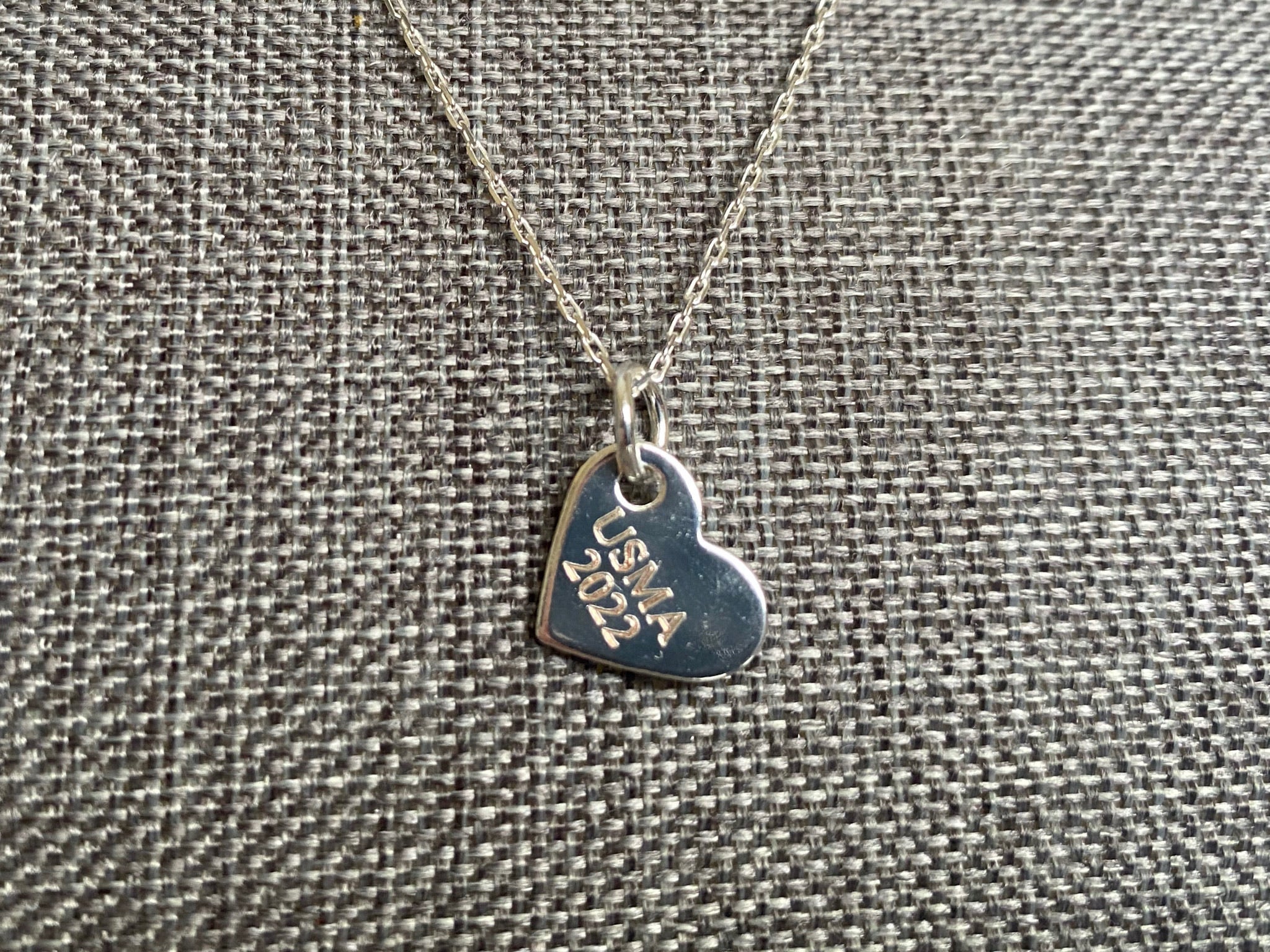 USMA Class of 2022 Silver Heart Charm Necklace BR525