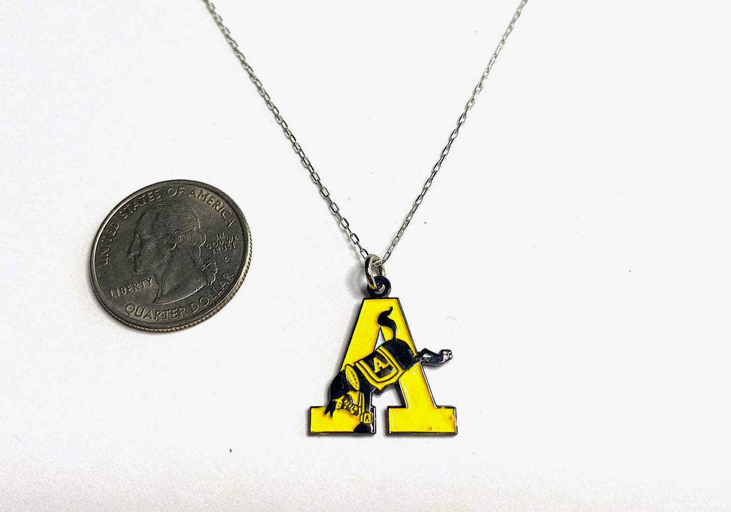 West Point Army Yellow A Charm Necklace