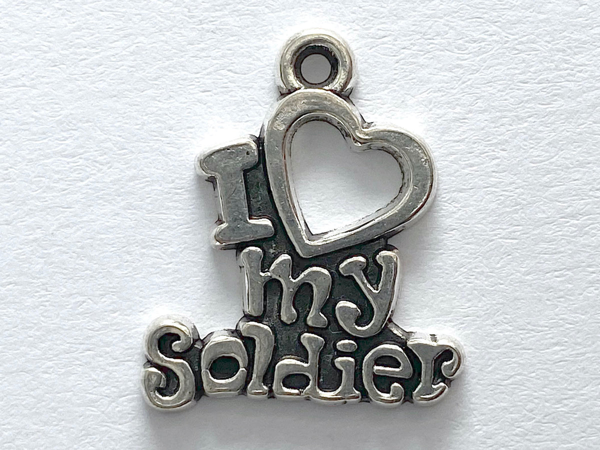 "I Love My Soldier" Sterling Silver Charm