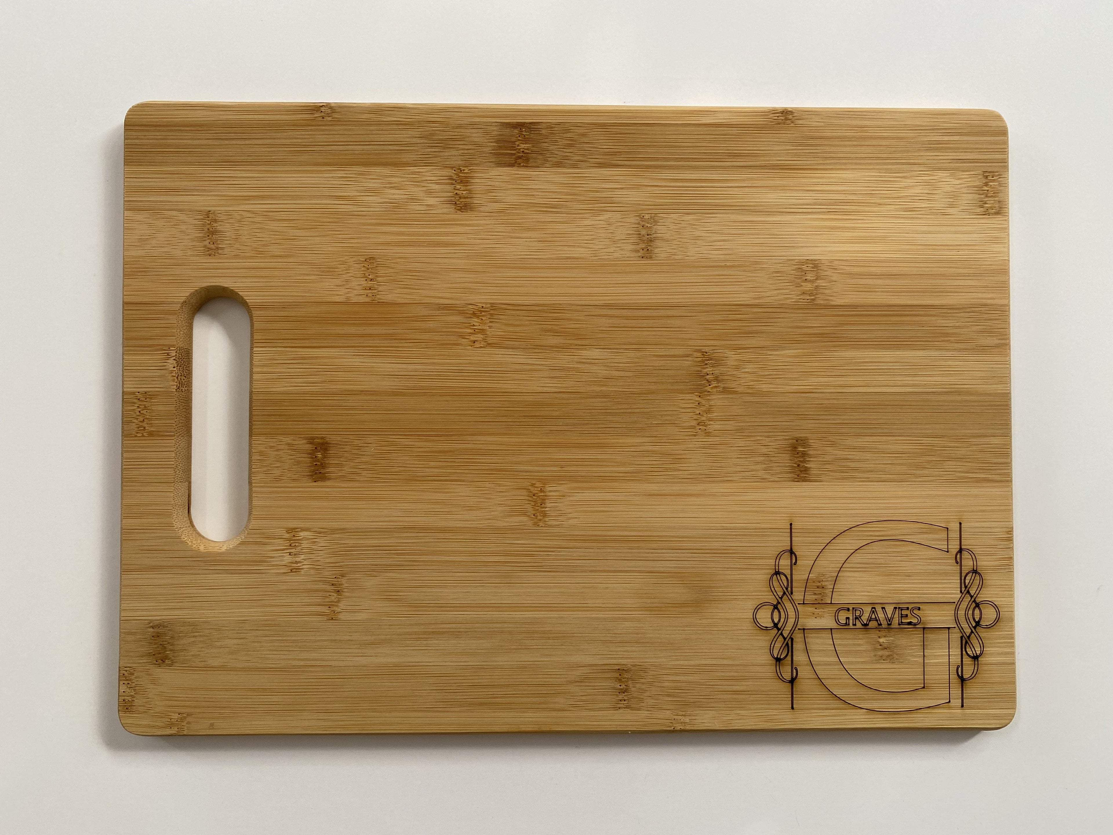 Initial and Text Rectangle Cutting Board