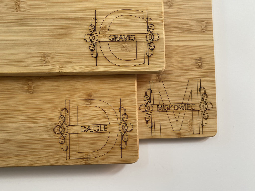 Initial and Text Rectangle Cutting Board