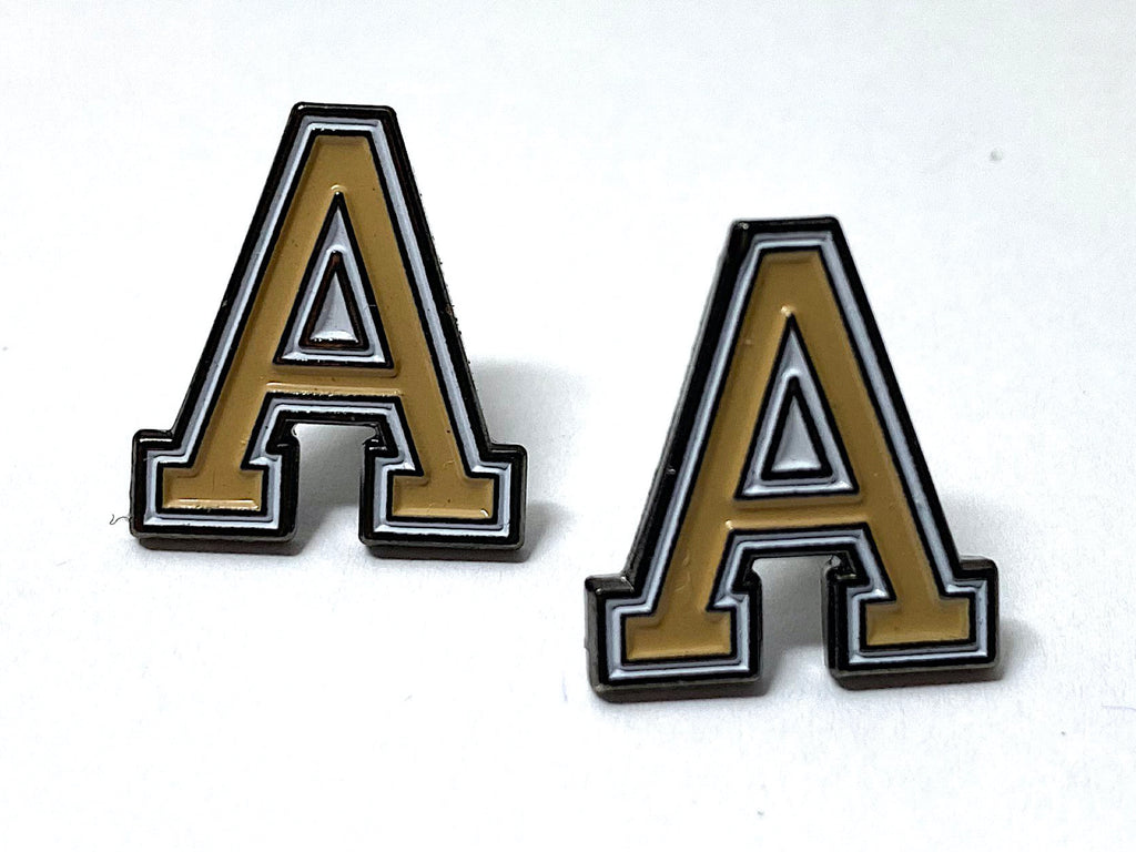 USMA block Army 'A' Post Stud Earrings
