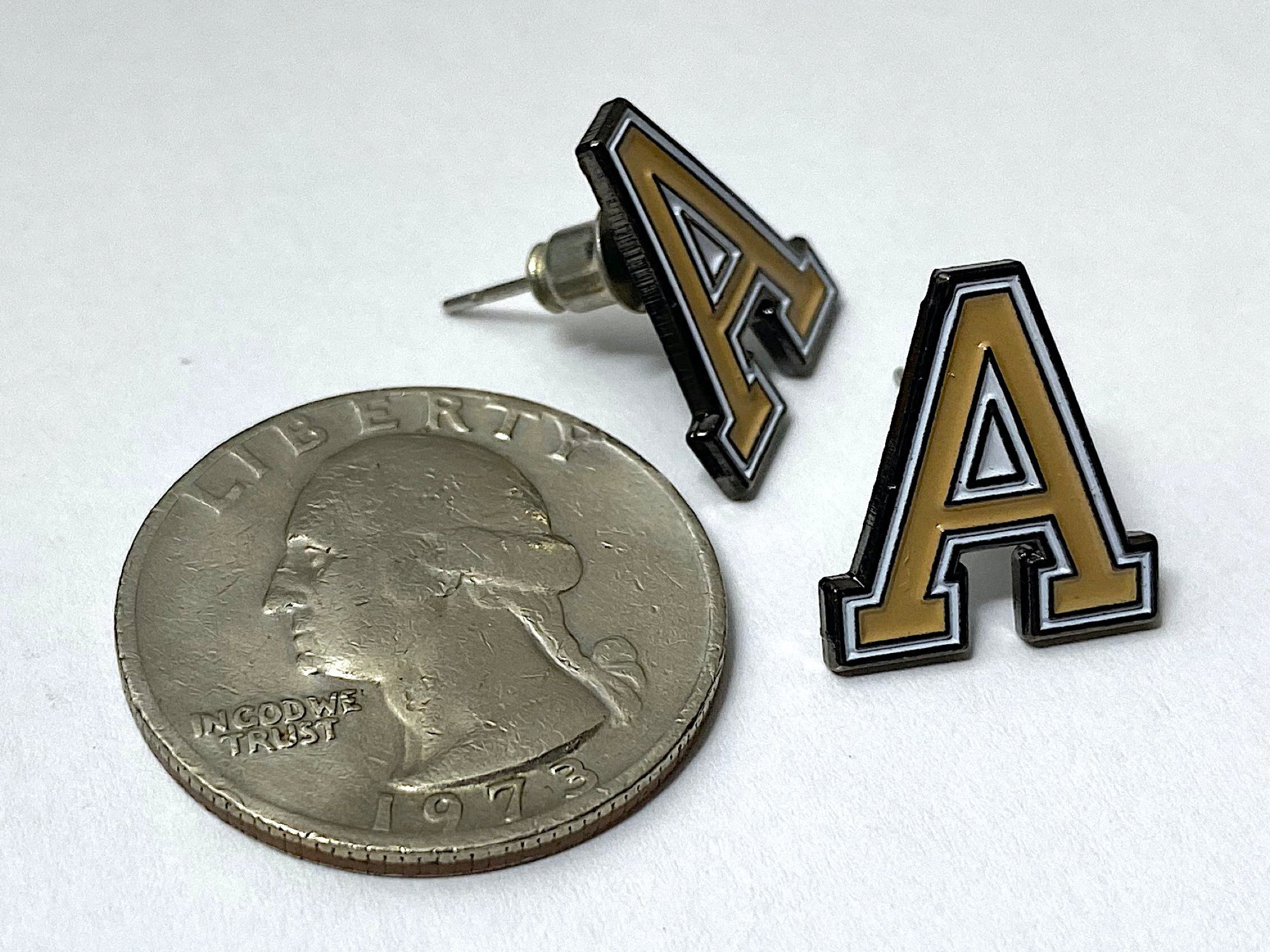 USMA block Army 'A' Post Stud Earrings