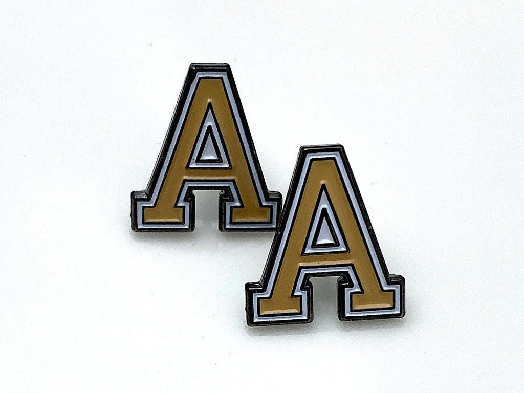 USMA block Army 'A' Post Stud Earrings