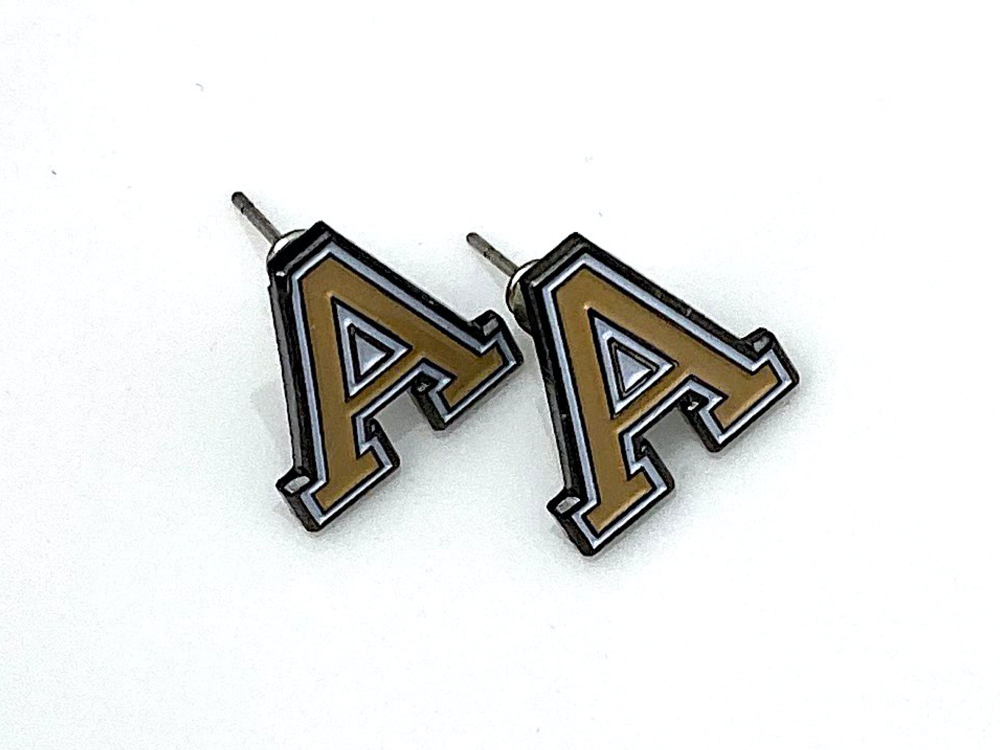 USMA block Army 'A' Post Stud Earrings