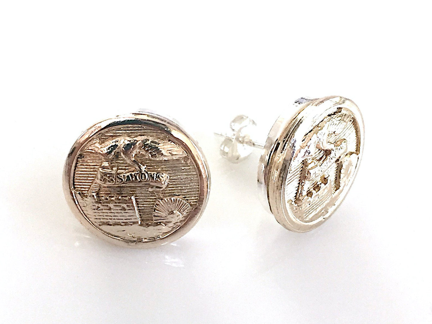 Army Engineer Button Post Earrings