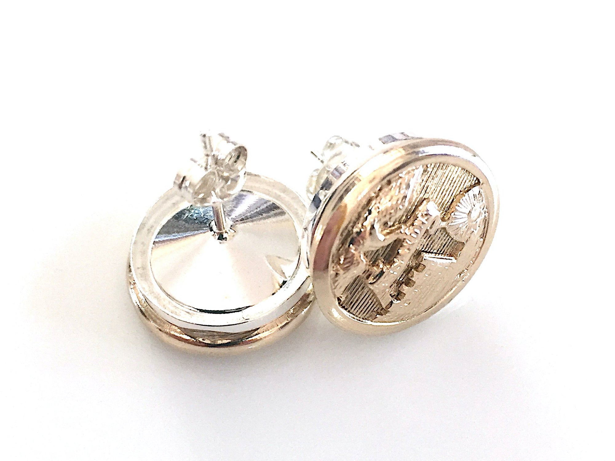 Army Engineer Button Post Earrings