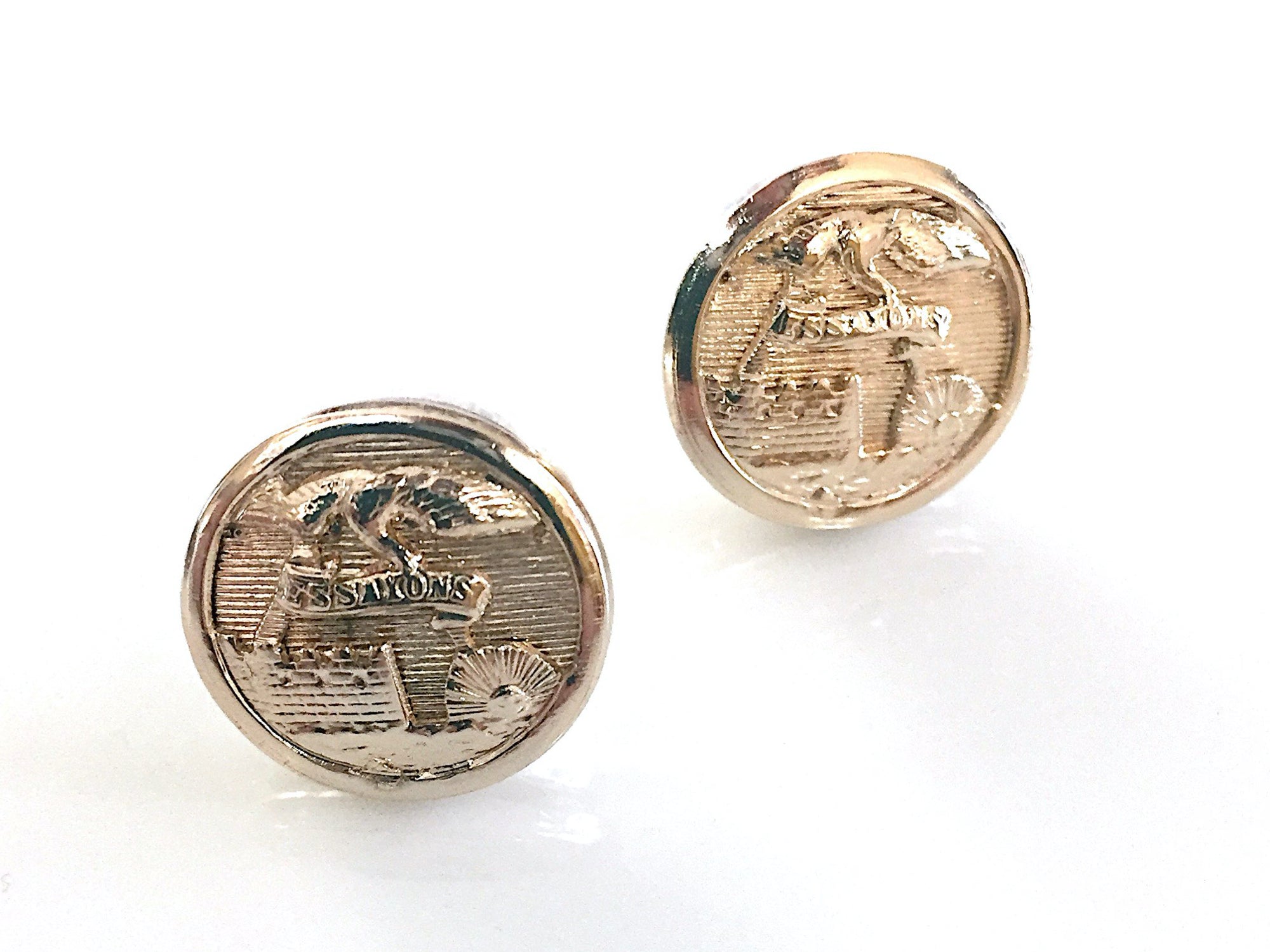 Army Engineer Button Post Earrings