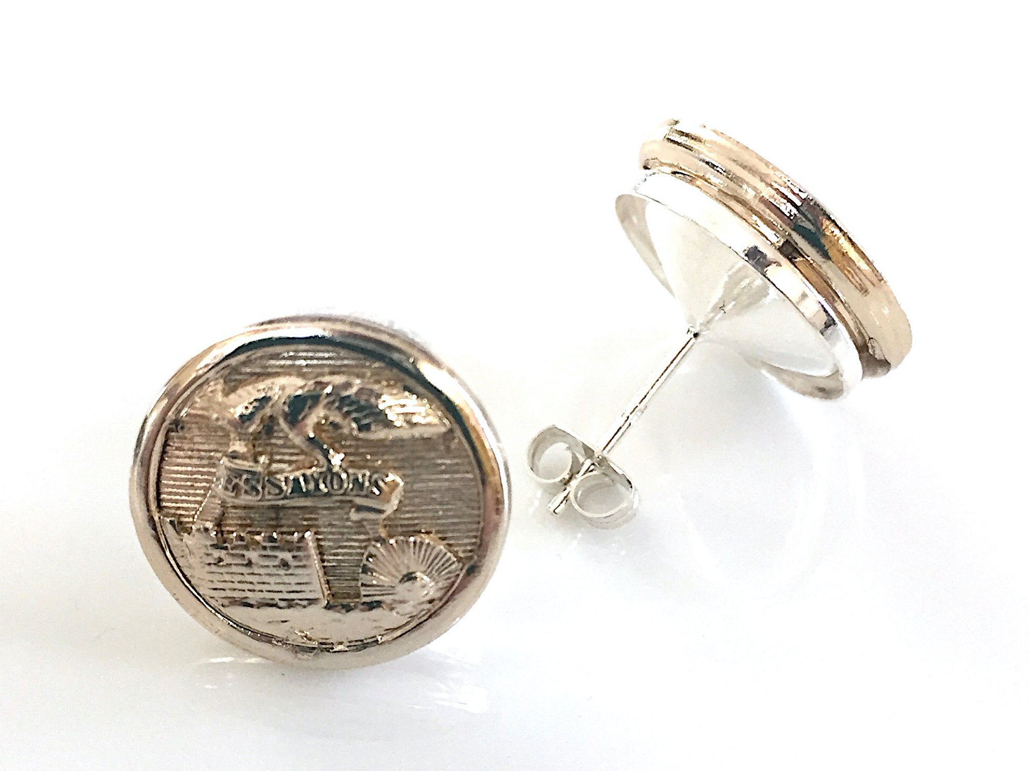 Army Engineer Button Post Earrings