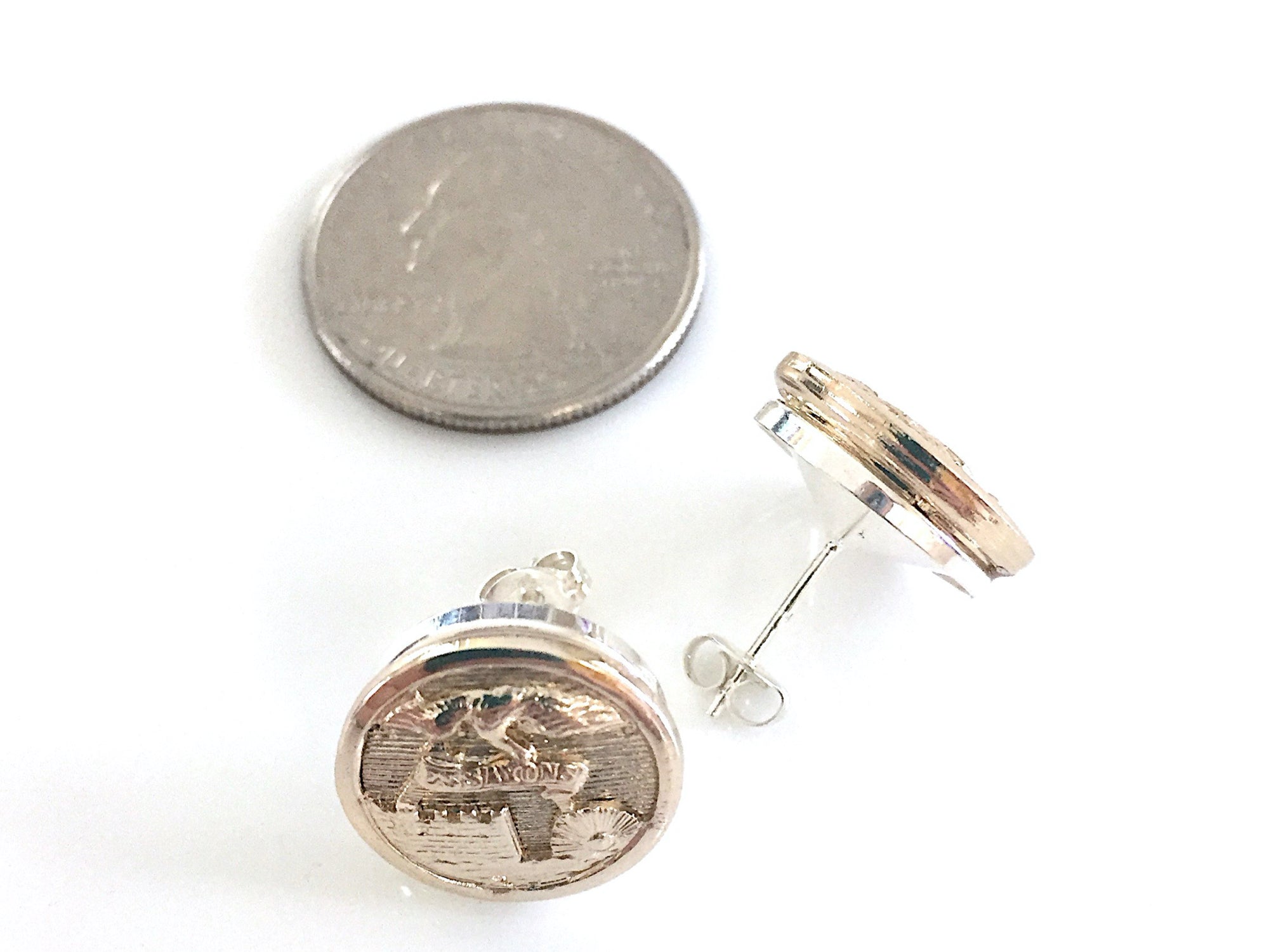 Army Engineer Button Post Earrings