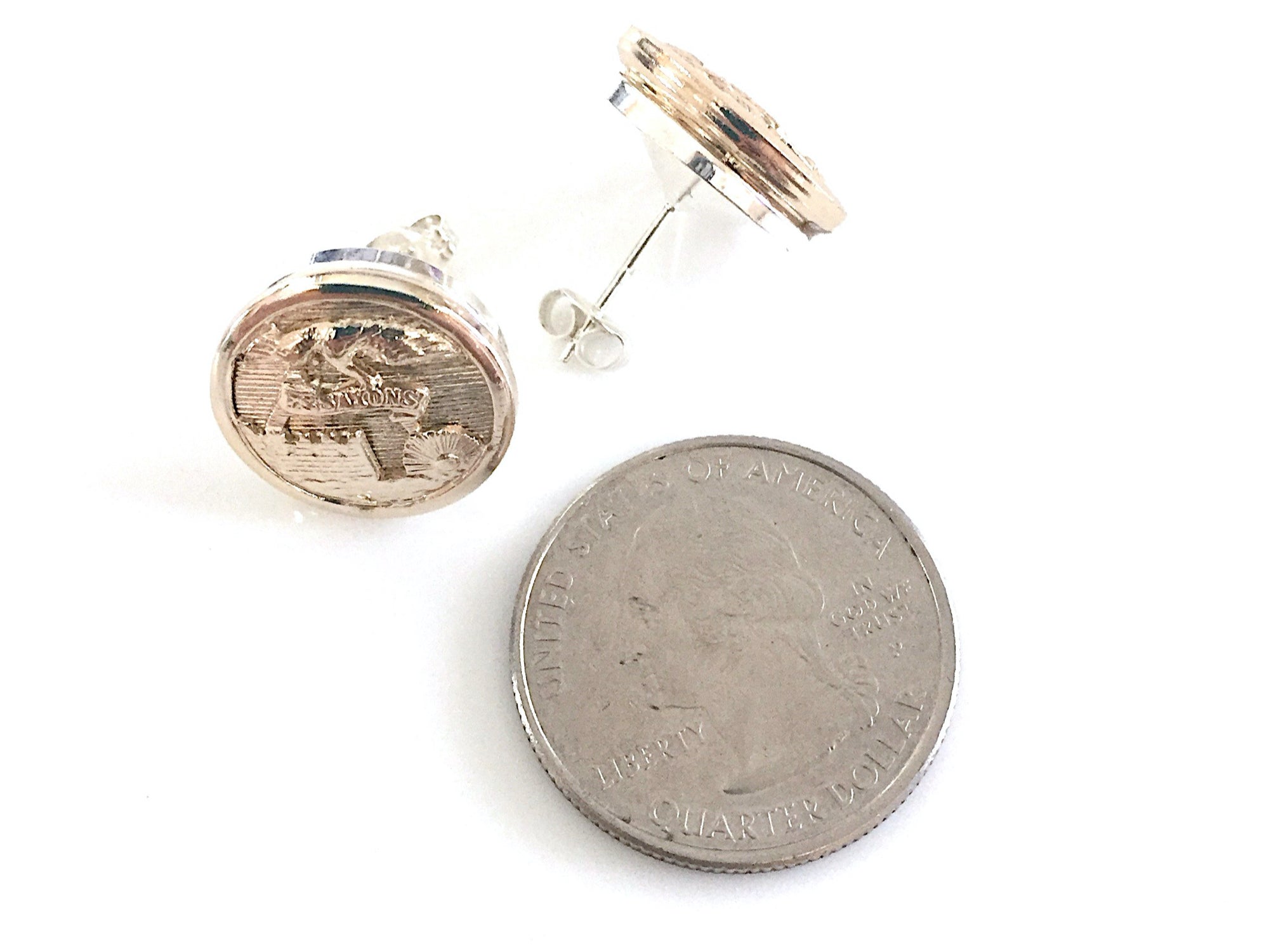 Army Engineer Button Post Earrings