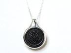 WWI US Army Button on Sleek Silver Setting Necklace