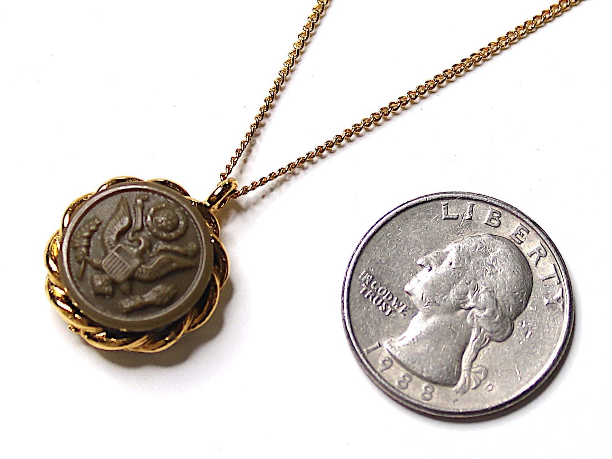 Vintage WWII Army Button on Gold Necklace | 1943-44 BR195