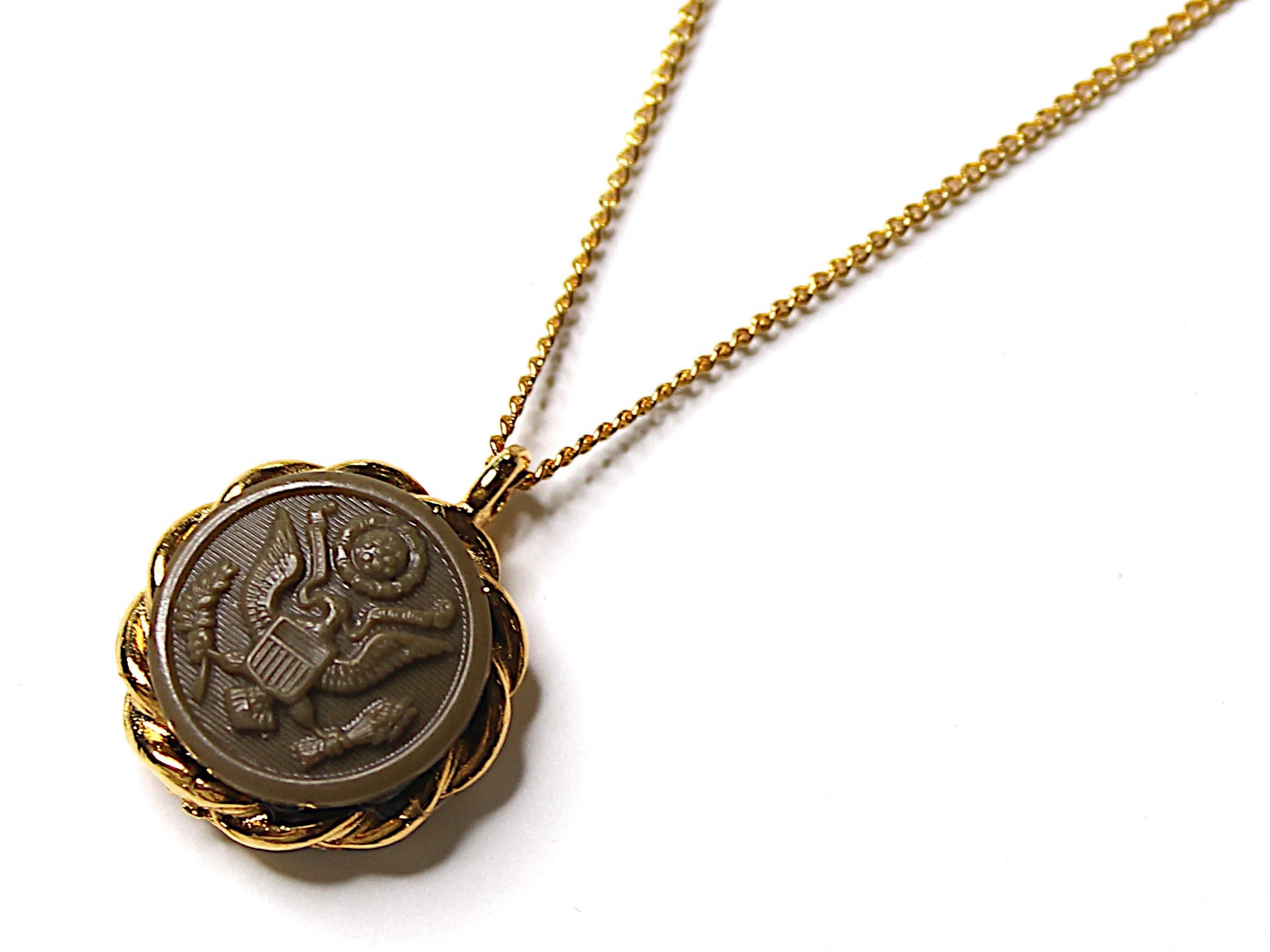 Vintage WWII Army Button on Gold Necklace | 1943-44 BR195