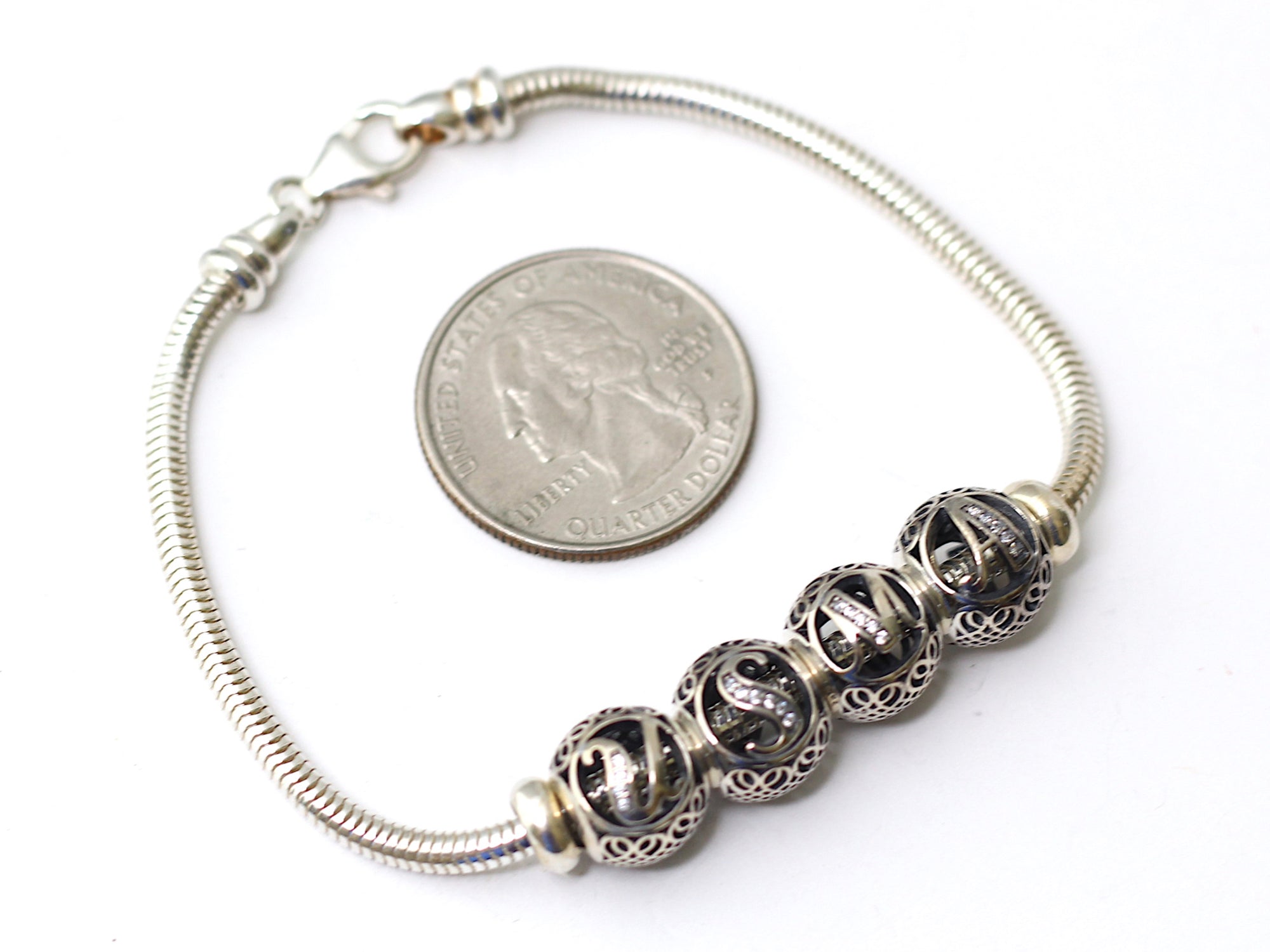USMA Sterling Letter-Bead Bracelet