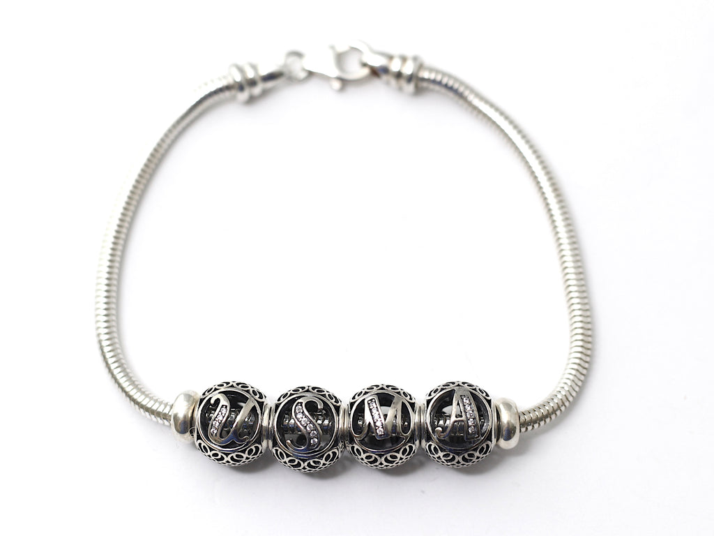 USMA Sterling Letter-Bead Bracelet