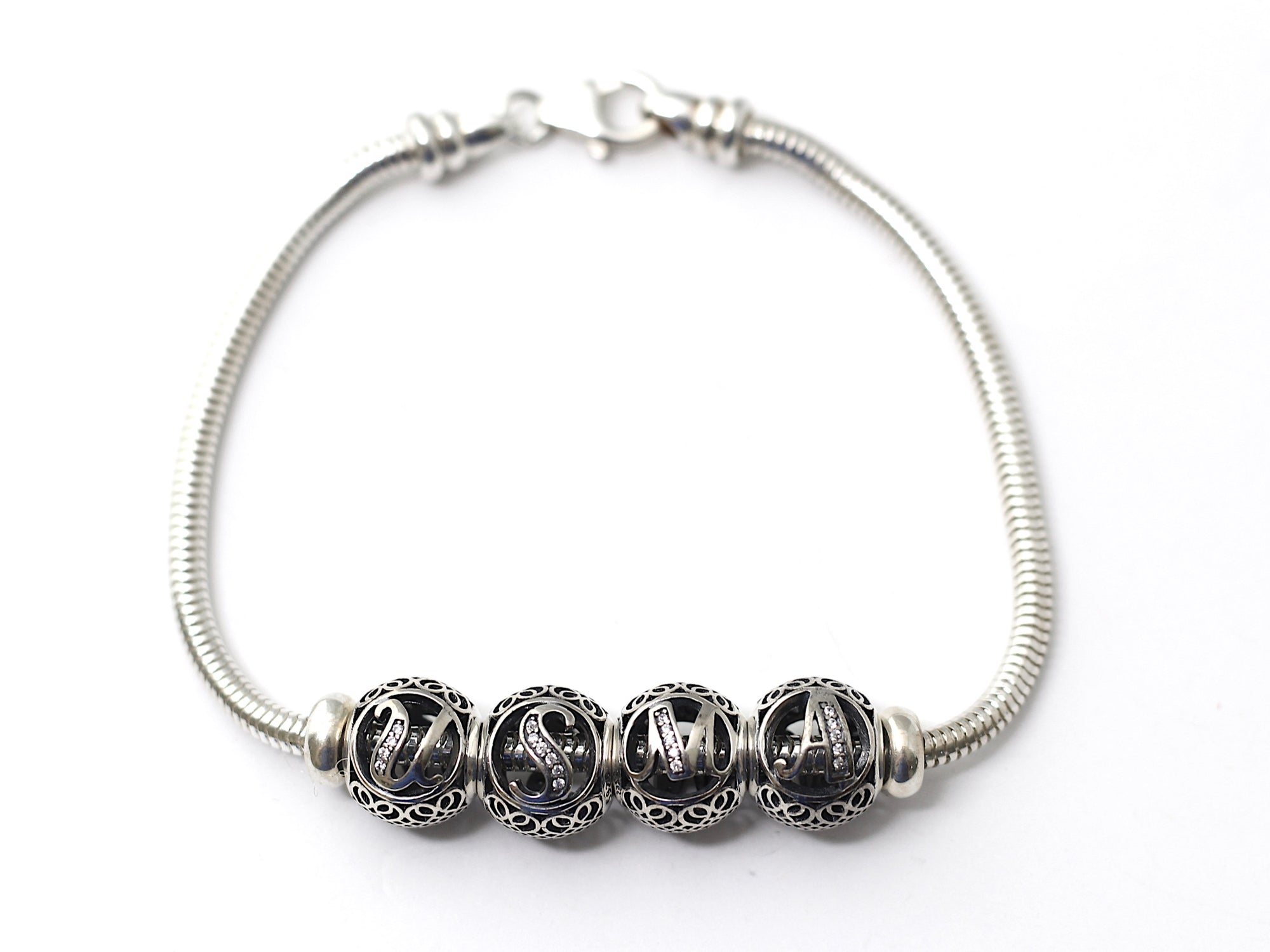 USMA Sterling Letter-Bead Bracelet