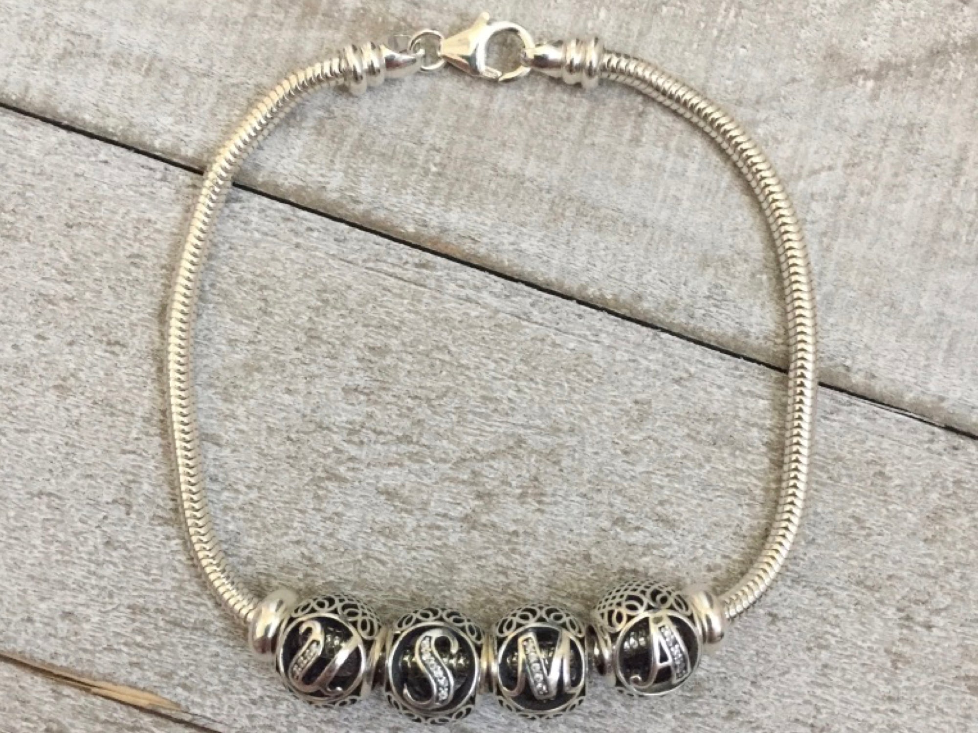 USMA Sterling Letter-Bead Bracelet