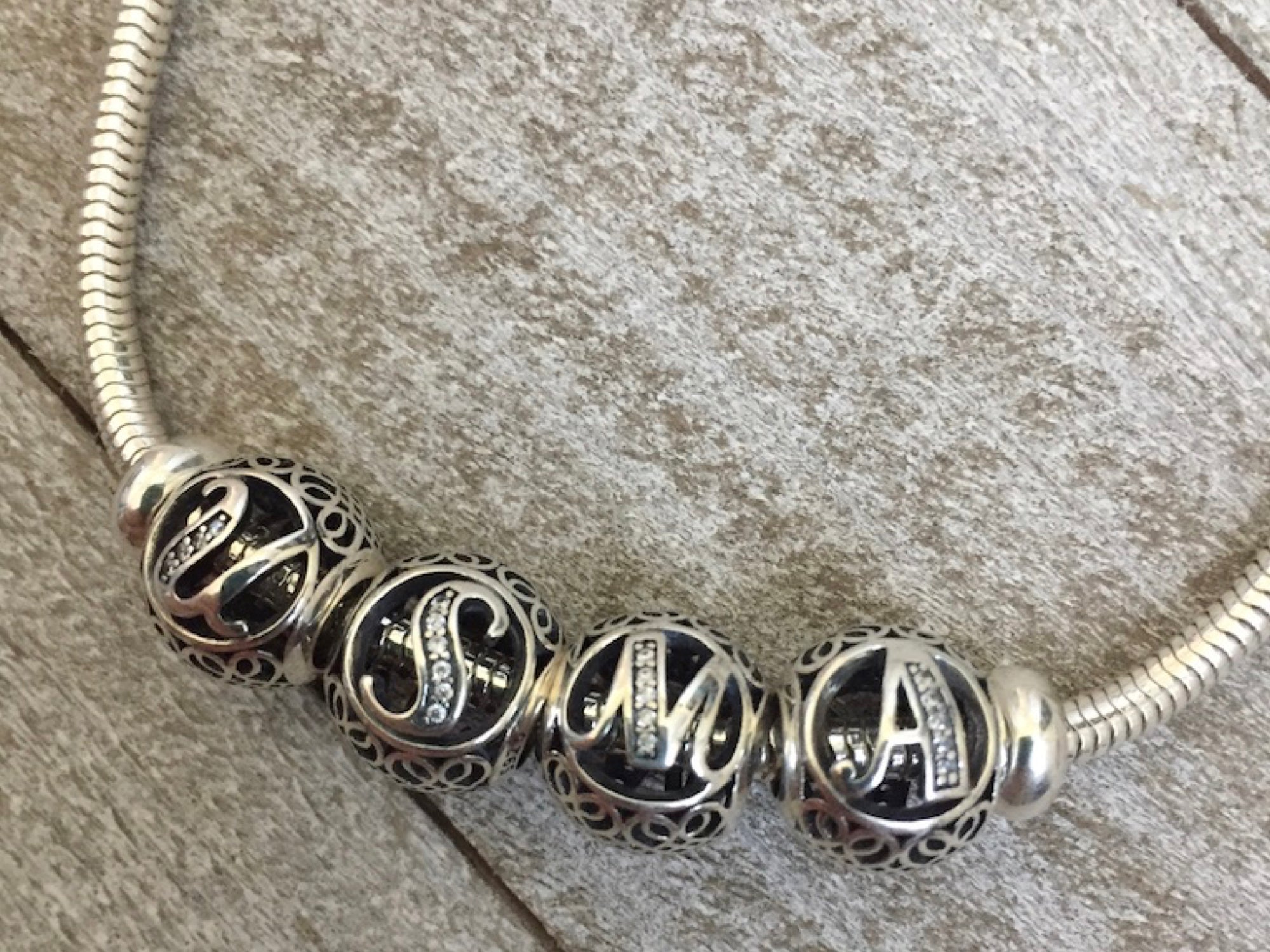 USMA Sterling Letter-Bead Bracelet