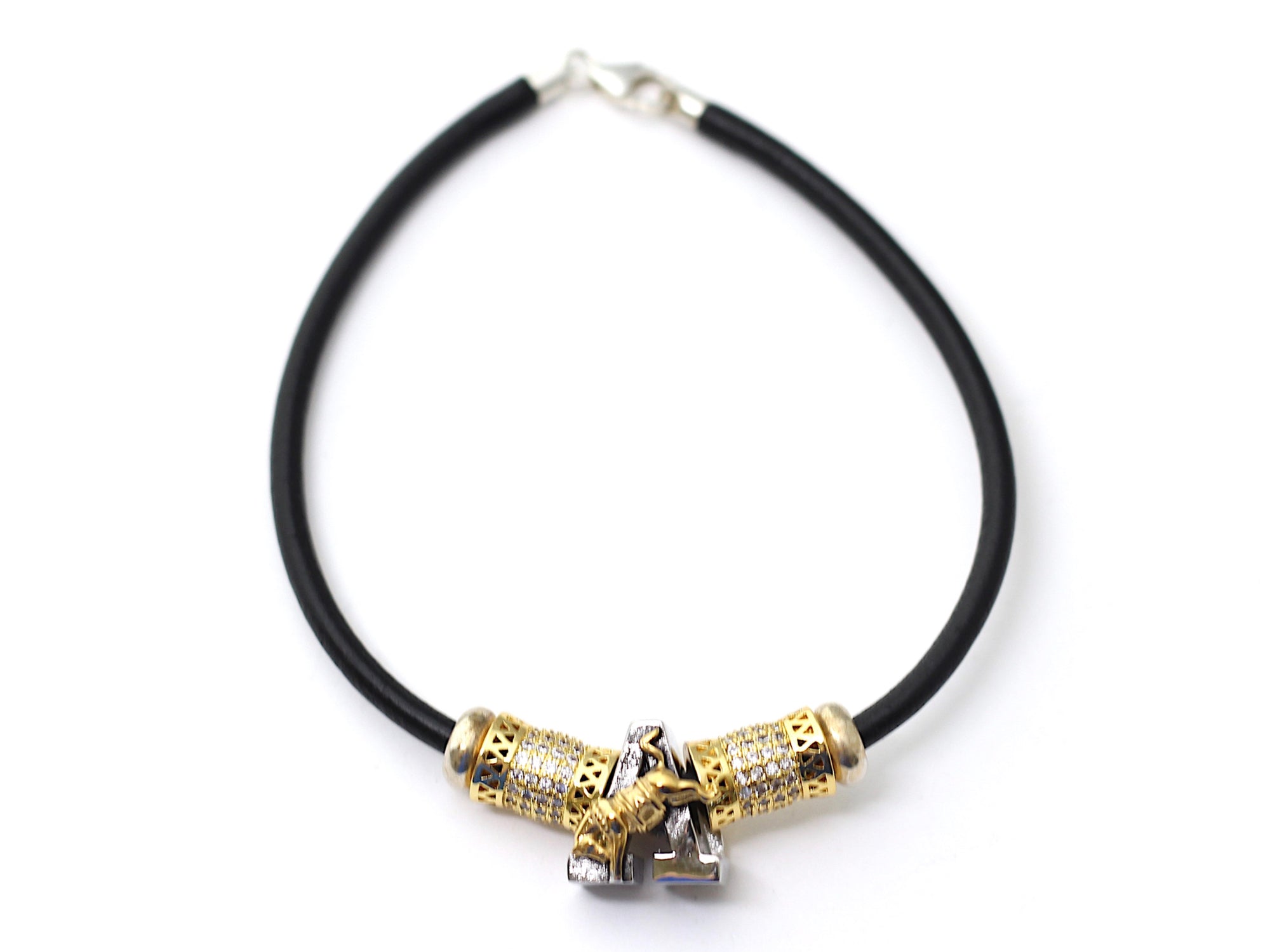 USMA Army 'A' Kicking Mule on Leather Bracelet